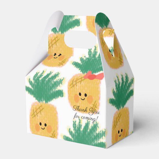 Ananas met strik Cute Verjaardag Bedankdoosjes (Voorkant Zijde)