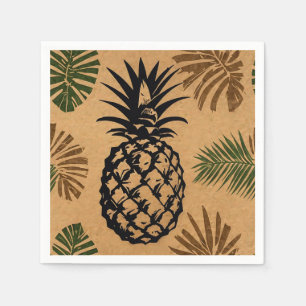 Ananas met tropische bladeren servet