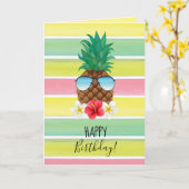 Ananas met verjaardagscadeau voor zonnebrillen wen kaart (Gele Bloem)