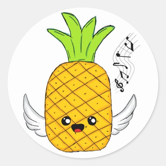 Ananas met vleugels ronde sticker (Voorkant)