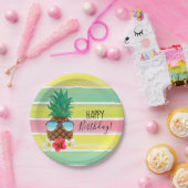 ananas met zonnebril papieren bordje (Feest)