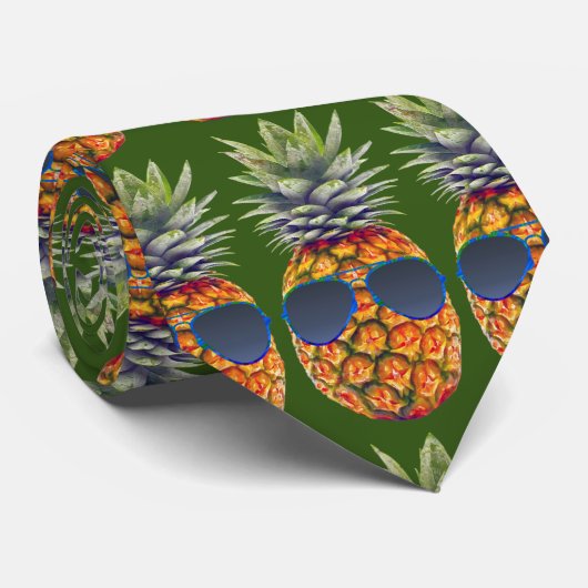 Ananas met zonnebril patroon Foodies, ZSSG Stropdas (Opgerold)