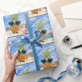 Ananas met zonnebrillen voor het hart cadeaupapier
