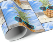 Ananas met zonnebrillen voor het hart cadeaupapier (Rol Hoek)