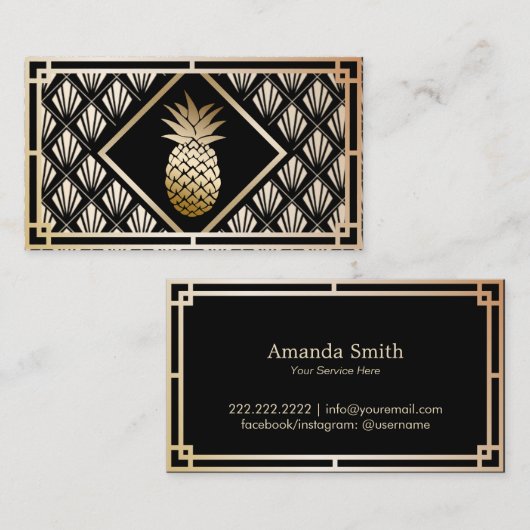 Ananas Modern Black & Gold Event Catering Visitekaartje (Voorkant / Achterkant)