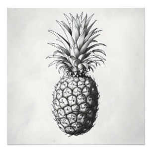 Ananas monochromatische schets foto afdruk