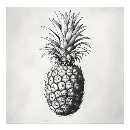 Ananas monochromatische schets foto afdruk (Voorkant)