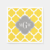 Ananas Moroccan #5 Dk Grey 3 Initiaal Monogram Servetten (Voorkant)