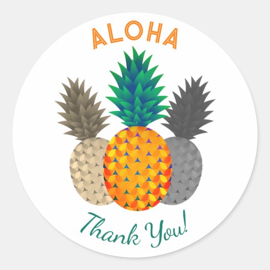 Ananas Motif Aloha Ronde Stickers (Voorkant)