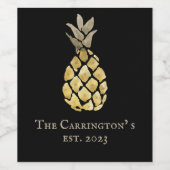 Ananas Naam Waterverf Stencil Klassiek Wijn Etiket (Enkel label)