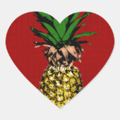 Ananas Newsprint Afbeelding Hart Sticker (Voorkant)