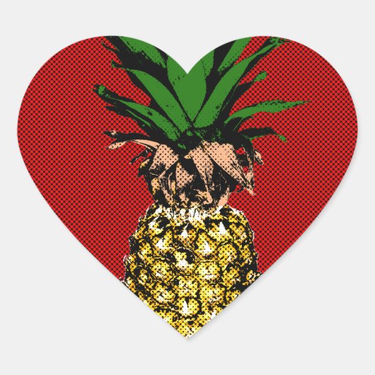 Ananas Newsprint Afbeelding Hart Sticker (Voorkant)