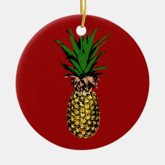 Ananas Newsprint Afbeelding Keramisch Ornament (Voorkant)