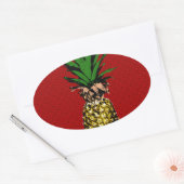 Ananas Newsprint Afbeelding Ovale Sticker (Envelop)
