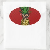 Ananas Newsprint Afbeelding Ovale Sticker (Tas)