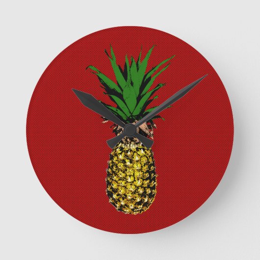 Ananas Newsprint Afbeelding Ronde Klok (Voorkant)
