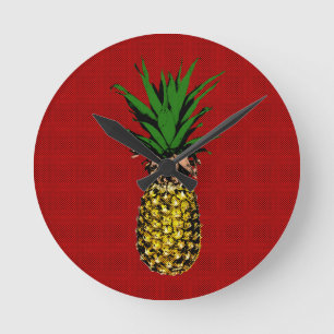 Ananas Newsprint Afbeelding Ronde Klok