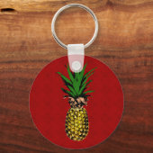 Ananas Newsprint Afbeelding Sleutelhanger (Voorkant)