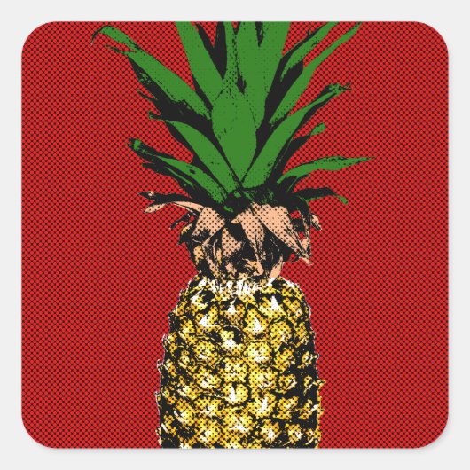 Ananas Newsprint Afbeelding Vierkante Sticker (Voorkant)