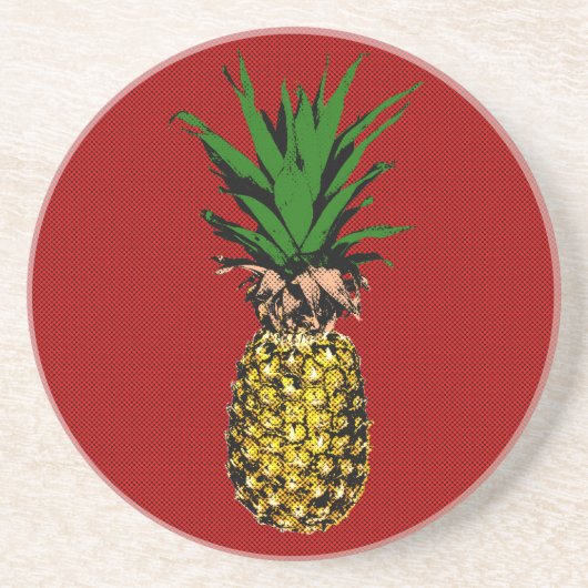 Ananas Newsprint Afbeelding Zandsteen Onderzetter (Voorkant)