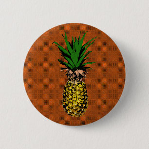 Ananas Newsprint Ronde Button 5,7 Cm