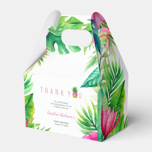 Ananas Oerwoud Pacifiers Roze Meisje Baby shower Bedankdoosjes (Voorkant Zijde)