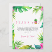 Ananas Oerwoud Pacifiers Roze Meisje Baby shower Bedankkaart (Voorkant)