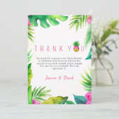 Ananas Oerwoud Pacifiers Roze Meisje Baby shower Bedankkaart (Staand voorkant)