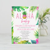 Ananas Oerwoud Pacifiers Roze Meisje Baby shower Kaart (Staand voorkant)