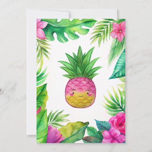 Ananas Oerwoud Pacifiers Roze Meisje Baby shower Kaart (Achterkant)