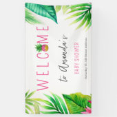 Ananas Oerwoud Pacifiers Roze Meisje Baby shower Spandoek (Verticaal)