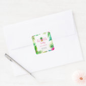 Ananas Oerwoud Pacifiers Roze Meisje Baby shower Vierkante Sticker (Envelop)