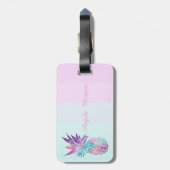 Ananas Ombre Gestreepte Persoonlijke-Monogram Bagagelabel (Achterkant verticaal)