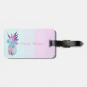 Ananas Ombre Gestreepte Persoonlijke-Monogram Bagagelabel (Achterkant horizontaal)
