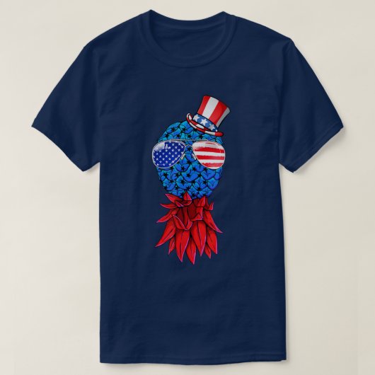 Ananas ondersteboven Amerikaanse vlag Zonnebril 4e T-shirt (Design voorkant)