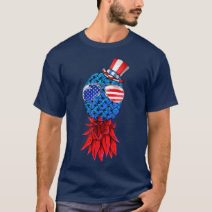 Ananas ondersteboven Amerikaanse vlag Zonnebril 4e T-shirt