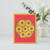 Ananas ondersteboven Cake Cherries Baking Dessert Briefkaart (Staand voorkant)