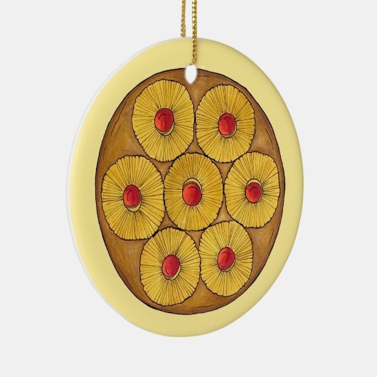 Ananas ondersteboven Cake Cherries Baking Dessert Keramisch Ornament (Rechts)