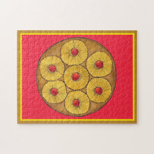 Ananas ondersteboven Cake Cherries Baking Dessert Legpuzzel