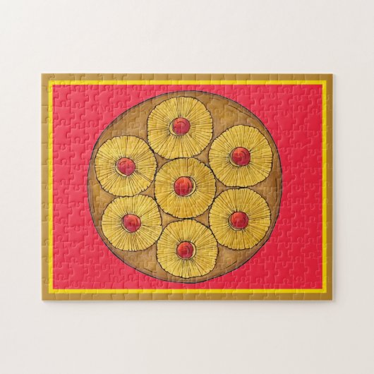 Ananas ondersteboven Cake Cherries Baking Dessert Legpuzzel (Horizontaal)