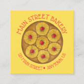 Ananas ondersteboven Cake Cherries Baking Dessert Vierkante Visitekaartje (Voorkant)