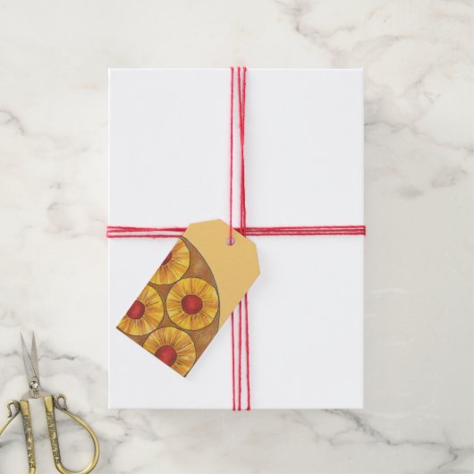 Ananas ondersteboven Cake Cherry Baking Dessert Cadeaulabel (Met Touw)