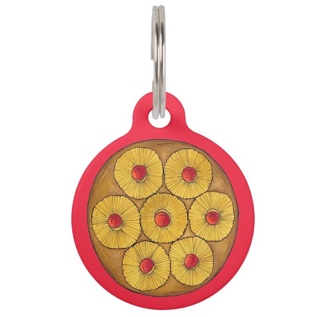 Ananas ondersteboven Cake Cherry Baking Dessert Huisdierpenning (Voorkant)