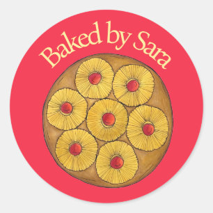 Ananas ondersteboven Cake, gebrand door bakkerij Ronde Sticker