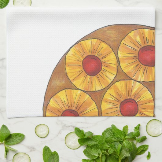 Ananas ondersteboven Cherries Dessert Cake Baking Theedoek (Gevouwen)