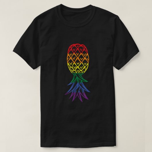 Ananas ondersteboven Rainbow LGBT Swinger T-shirt (Design voorkant)