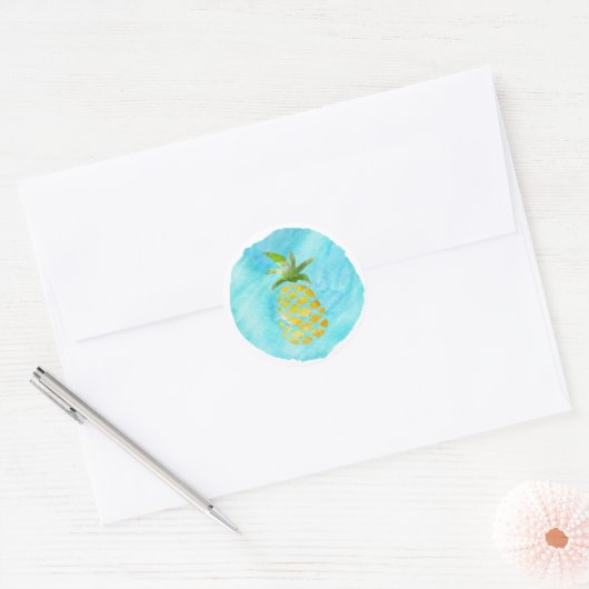 Ananas Ontwerp Ronde Sticker (Envelop)
