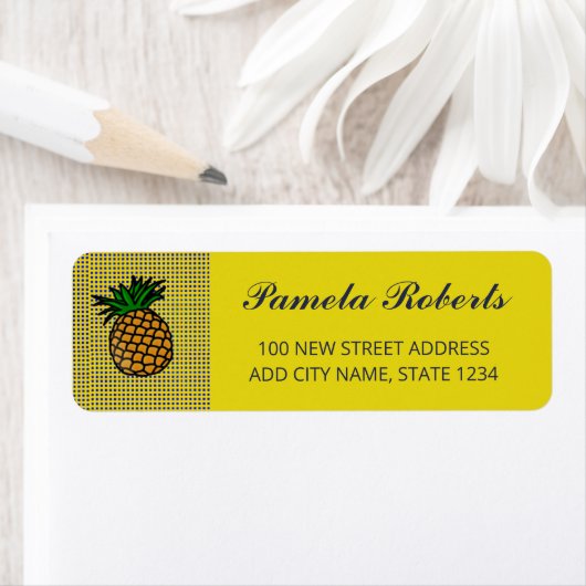 Ananas op blokpatroon etiket (Insitu)