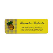 Ananas op blokpatroon etiket (Voorkant)