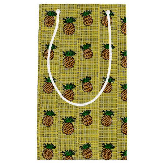 Ananas op blokpatroon klein cadeauzakje (Voorkant)